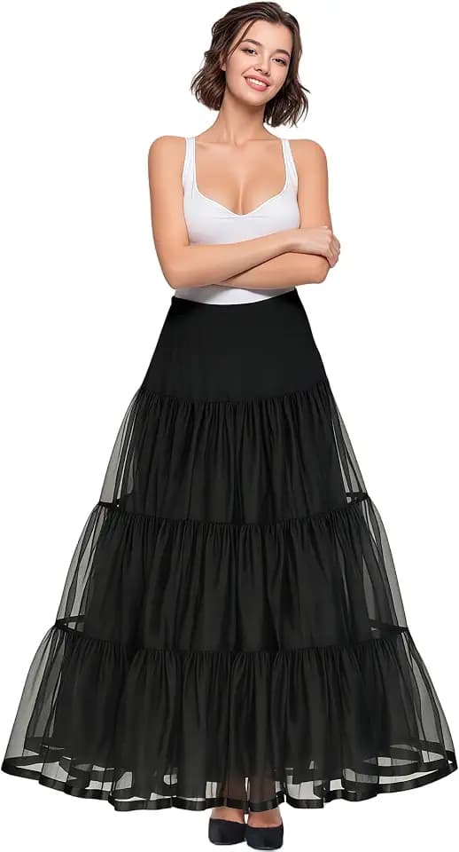 Women's Floor Length Wedding Petticoat Long Underskirt for Formal Dress S-3XL