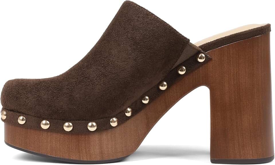 Oiamenne Women’s Platform Clogs High Heel Studded Slip On Shoes