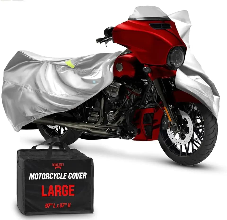 Badass Moto Waterproof Motorcycle Cover for Large Cruisers, Gray L 97"