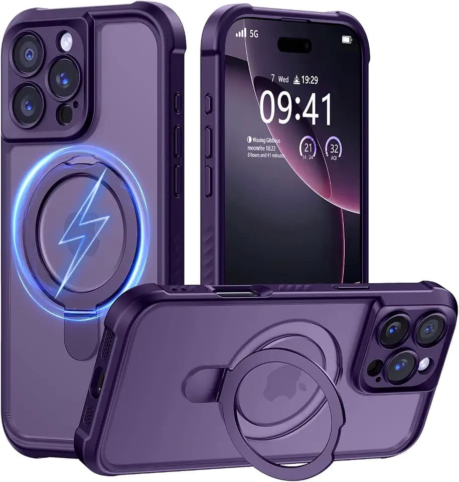 MOCCA Magnetic for iPhone 16 Pro Max Case with Stand,Deep Purple