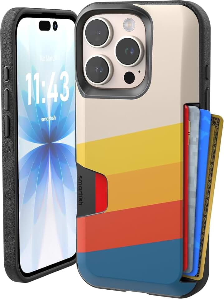 Smartish iPhone 16 Pro Wallet Case, Card Holder, Wallet Slayer V1, Stripes
