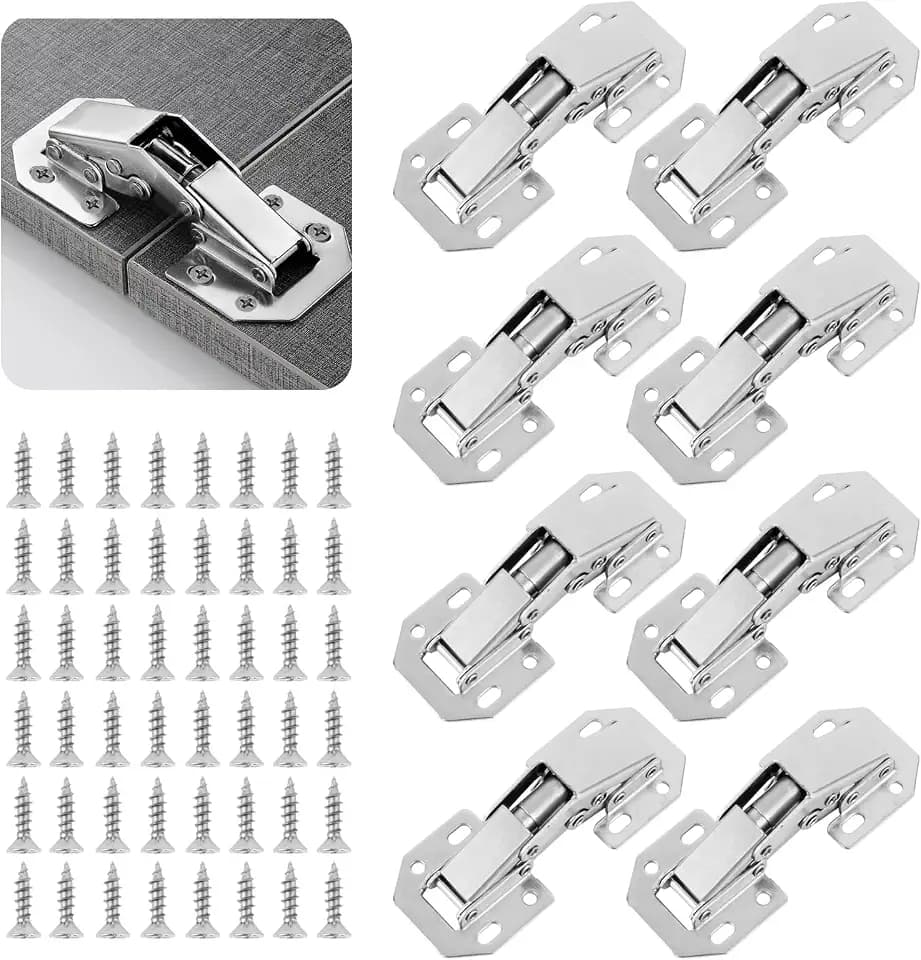 8 Stück Aufschraubscharnier Softclose, 3 Inch Scharniere Für Schranktüren,Schrankscharnier Mit Hydraulische,Möbelscharniere Türscharniere 90° für Holztüren,Schranktür,Kuechenschrank,Lamellentüren