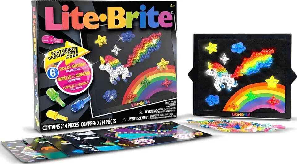 Lite Brite Basic Fun Ultimatives, klassisches Leucht-Zeichenbrett, LED-Zeichenbrett mit Farben, leuchtendes Spielzeug, Leuchtkunst Zeichenbrett mit Neon-Effekt-Zeichenbrett