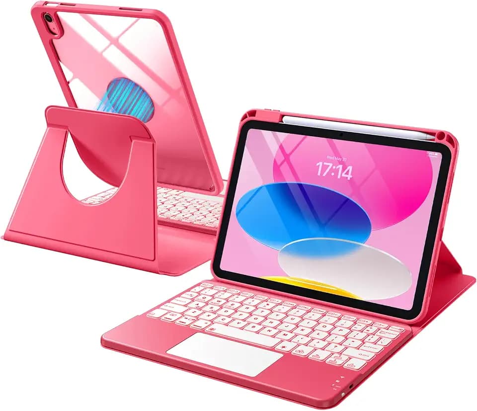 Harvopu for iPad A16 11th/10th Generation Case with Keyboard, 360 Rotation
