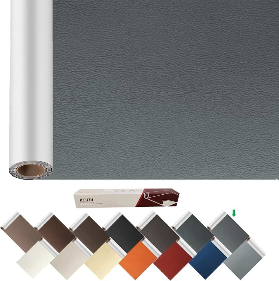 ILOFRI Large Leather Repair Patch Tape Dark Grey 60x17 inch, Durable Self Adhesive Backing, Vinyl and Leather Repair Kit for Couch, Car Seat, Furniture, Upholstery, Sofa - Dark Grey #1