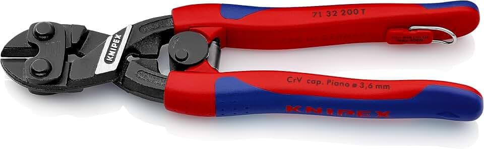 KNIPEX CoBolt Kompakt-Bolzenschneider, 200 mm, 71 32 200 T | mit Öffnungsfeder, mit Aussparung, für Pianodraht, Drahtschneider