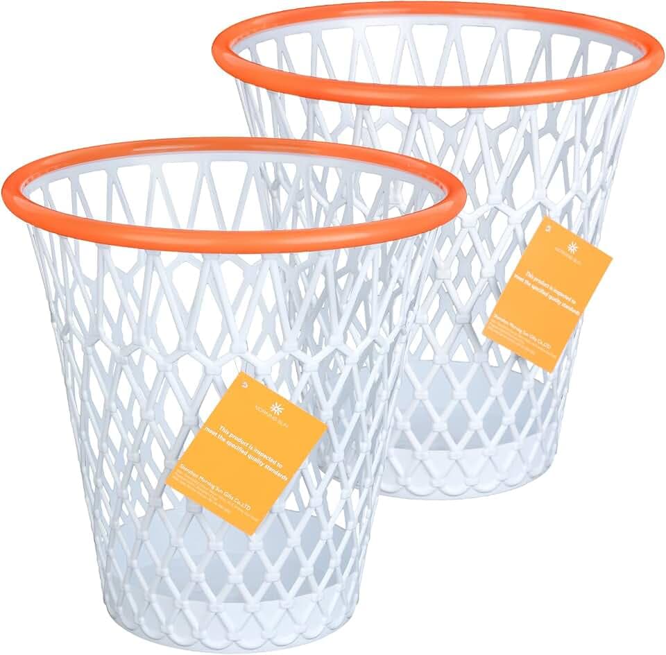 MORNING SUN 2 Stück Basketball Papierkorb,Basketball Korb Indoor Mülleimer,Originelle Basketball Deko für Kinderzimmer, für Schlafzimmer Büro Küche Wohnzimmer Fitnessstudio, 12L