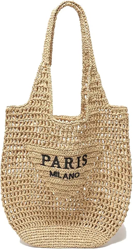 Straw Beach Bags for Women, Large Woven Tote Bag, Summer Purses