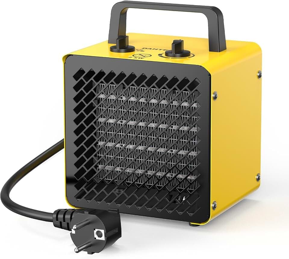 DAHTEC Keramik Heizlüfter 2000 Watt PTC Elektroheizer Metallgehäuse, Gelb