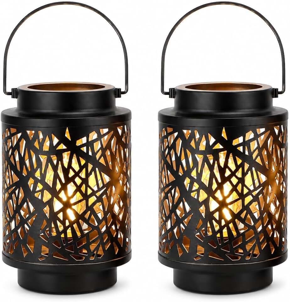 JHY DESIGN 2 Stück LED Tischlampe Metall 20cm hoch, kabellose Lampe mit 6 Stunden Timer, batteriebetriebene für Terrasse, Garten, Auffahrt, Hof, Party, Events (Hohler Zweig)