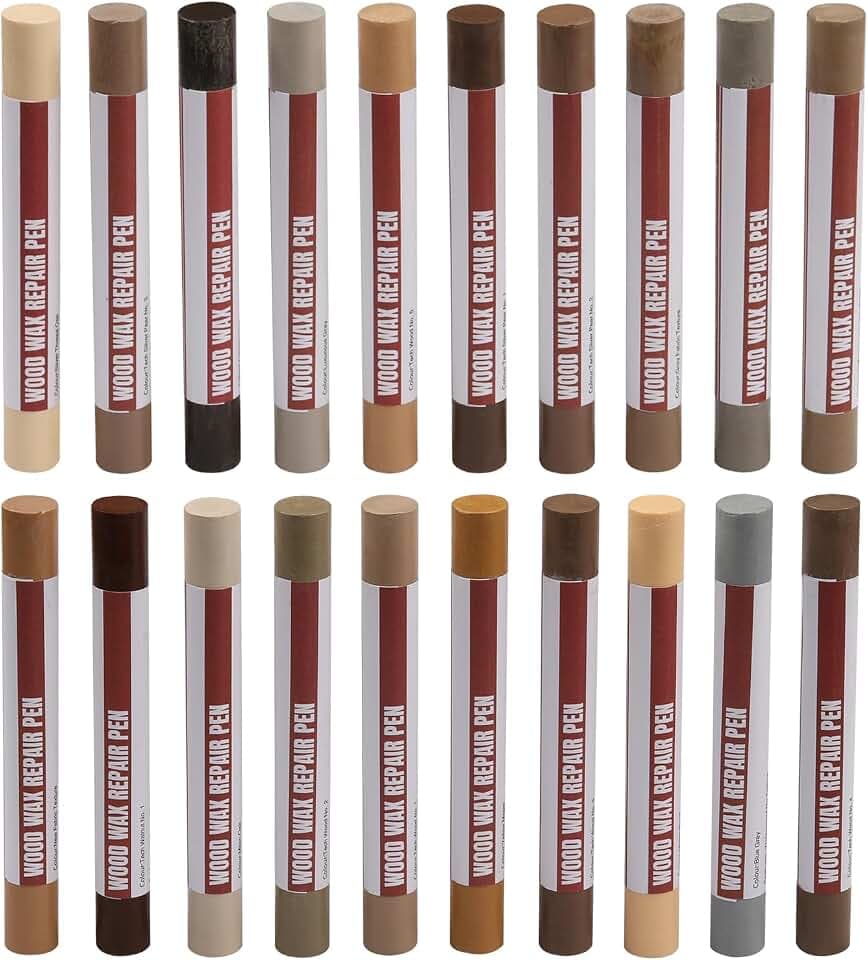Wood Filler Sticks,20 Colors Wood Repair Wax Crayons Furniture Markers Touch up for Repairing Scratches, Scuffs, Cracks, Dings and Holes in Wood Floors, Cabinets, Furniture (Technicolor Series)