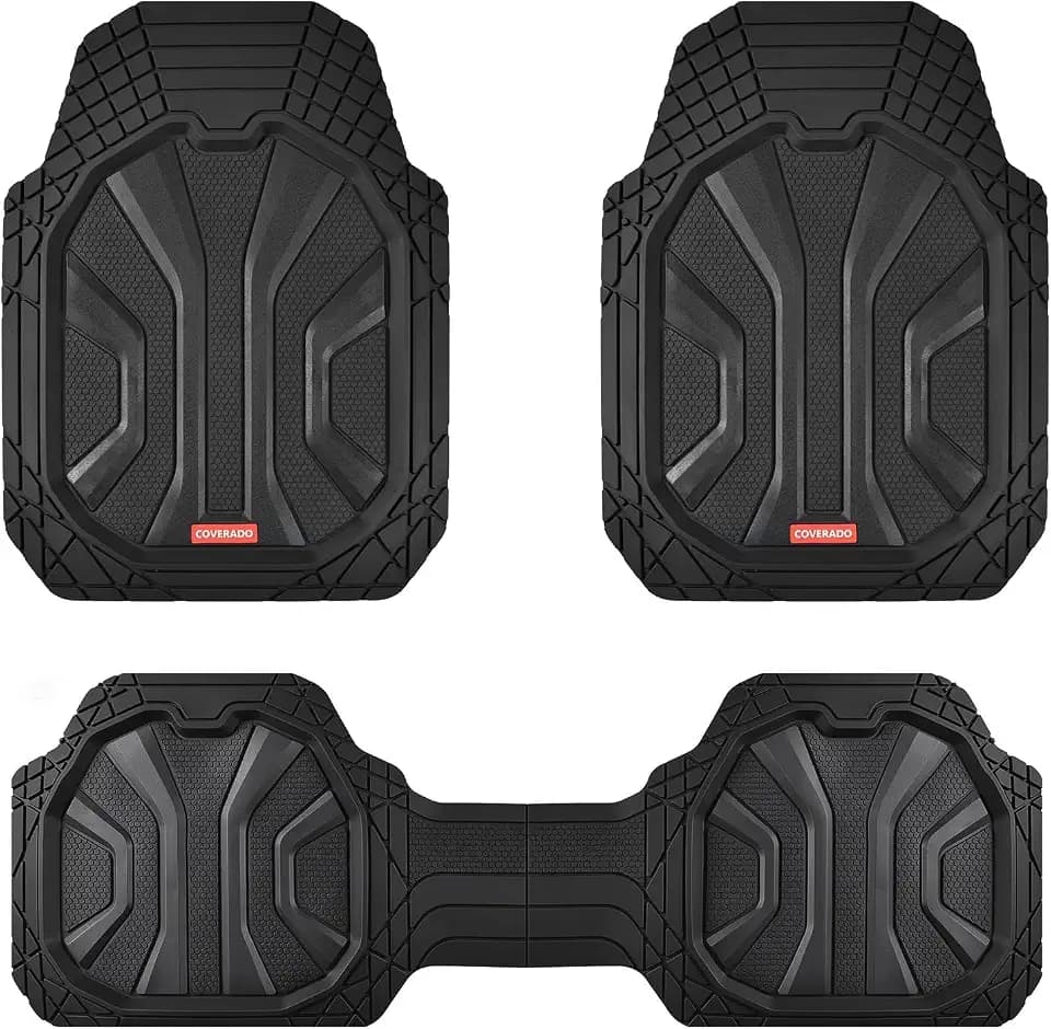 Coverado Car Floor Mats for Cars, Waterproof All Weather Floor Mats, Deep Dish Car Mats, Universal Trim to Fit Automotive Floor Mats for Trucks Car Accessories for Cars SUV Truck (3 Pcs,Black)