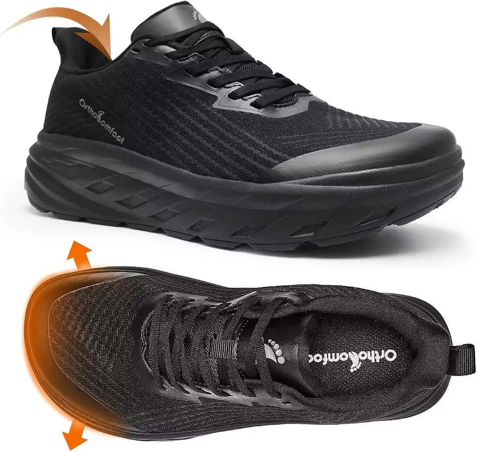 OrthoComfoot Orthopedic Diabetic Men's Wide Shoes: Comfortable Arch Support Running Sneakers, Plantar Fasciitis Wide Toe Box Work Tennis Outdoor Walking Shoes for Swollen Feet, Heel Pain