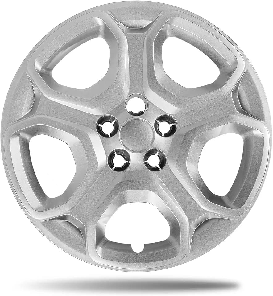 17 Inch Gloss Silver ABS Hubcaps for 2013–2025 Ford Escape S Base, Fits 17-inch OEM Steel Wheels CJ5Z-1015-A & LJ6Z-1015-A, OEM Replacement GJ5Z-1130-A, Bolt-on Wheel Covers, 4-Pack