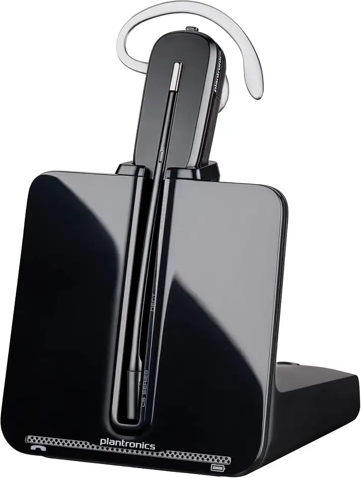 Plantronics - CS540 Wireless DECT Headset (Poly) - Single Ear (Mono) Convertible (3 Wearing Styles) - Connects to Desk Phone - Noise Canceling Microphone