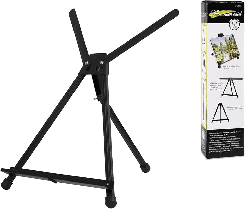 CONDA Aluminium Art Tisch Staffelei Stativ Display mit Gummifüßen, schwarz, 50,8 x 61 cm (Doppel Arme) (EINWEG)
