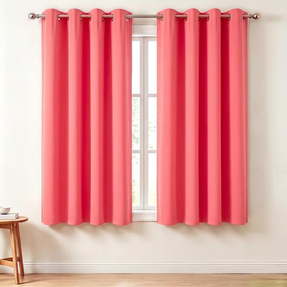 Diraysid Coral Grommet Blackout Curtains for Bedroom Thermal Insulated Room Darkening Curtains Drapes, 52 x 72 inch, 2 Panels