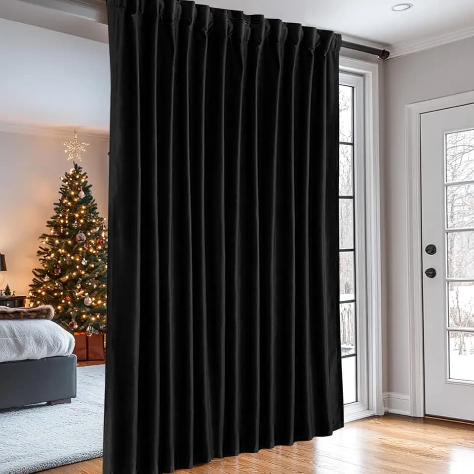 Dreaming Casa Velvet Room Darkening Curtains 102 Inch Long, 1 Panel, Black