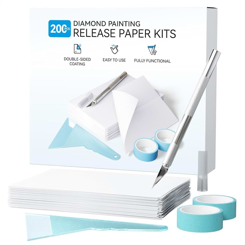 ARTDOT 200-Piece Double-Sided Non-Stick Release Paper for Diamond Art Kits for Adults, 15x10 cm Thickened Cover Replacement Sheets as Diamond Painting Accessories and Tools