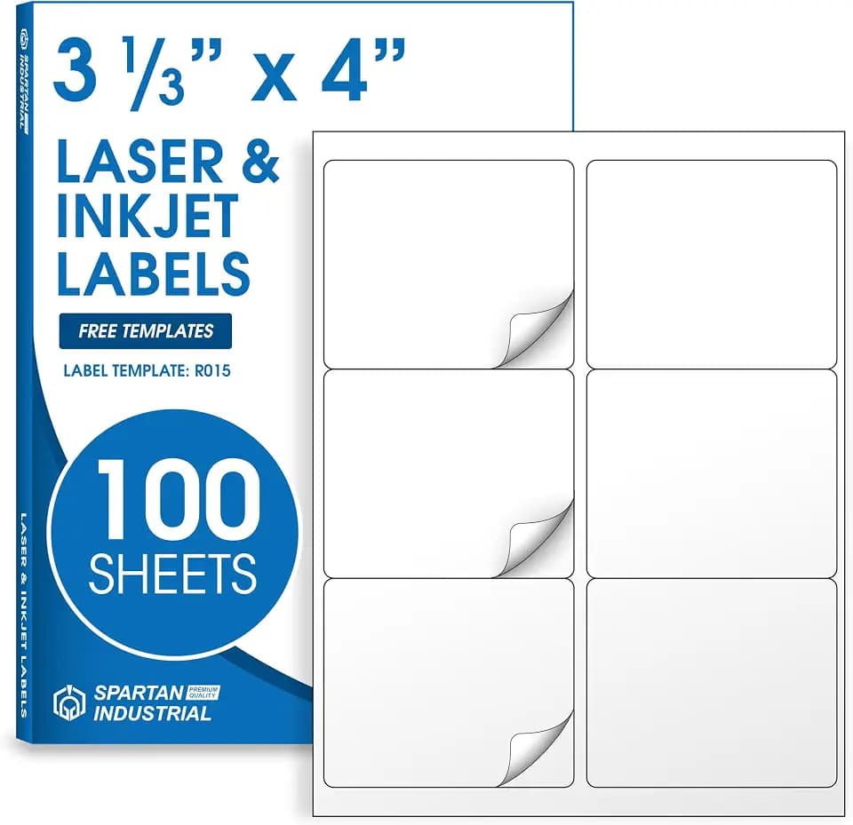 4" X 3.33" Matte White Printable Shipping Labels (100 Sheets, 600 Stickers)