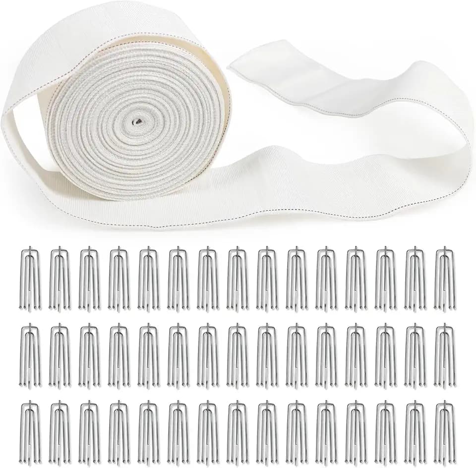Curtain Pleat Tape, 13 Yards Curtain Tape with 45 Pinch Pleat Curtain Hooks