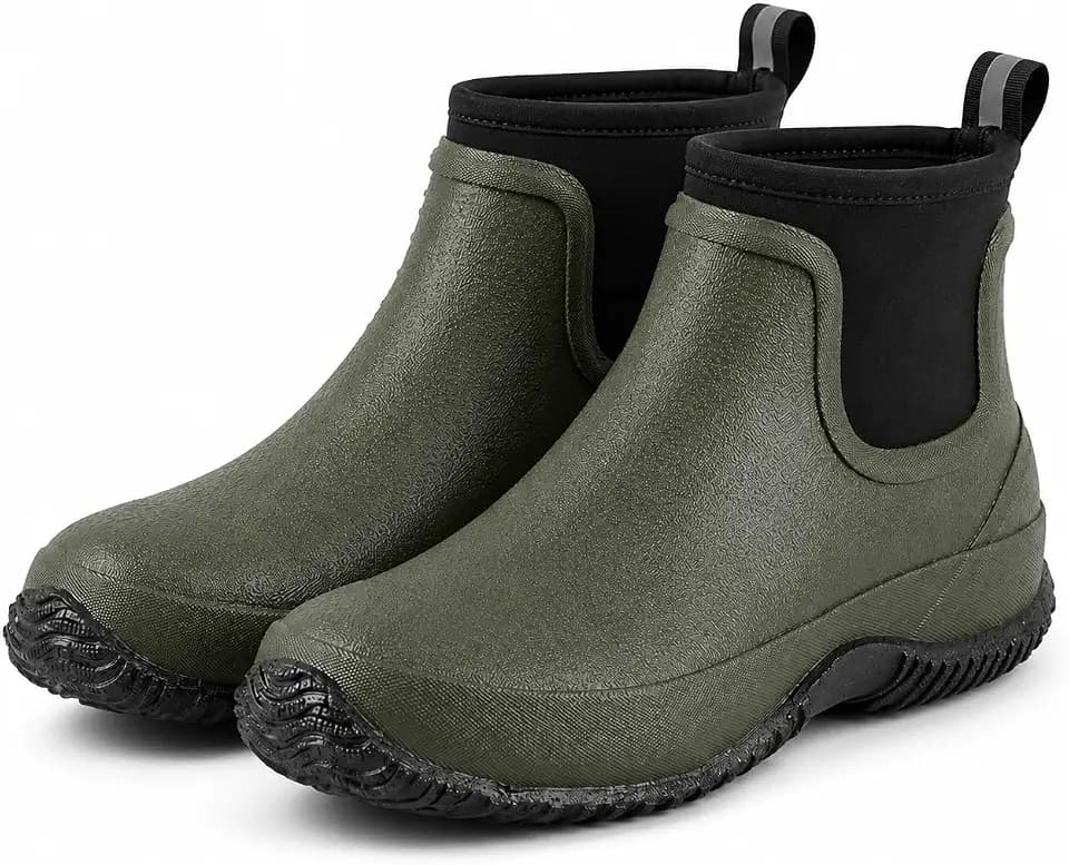 Unisex Waterproof Garden Boots, Slip-On Ankle Rain Boots
