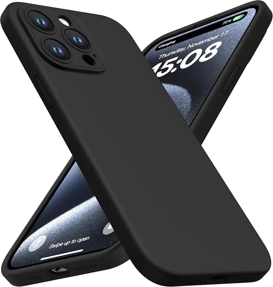CellEver Heavy-Duty Silicone Case for iPhone 15 Pro [Camera Protection] [Anti-Oil Coating] Military Drop Protection, Soft Scratch-Free Interior, Black
