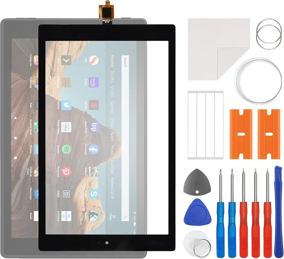 New Touch Screen Digitizer Replacement for HD10 9th 2019 M2V3R5 with OCA Adhesive Repair Tools Kit-No LCD Screen