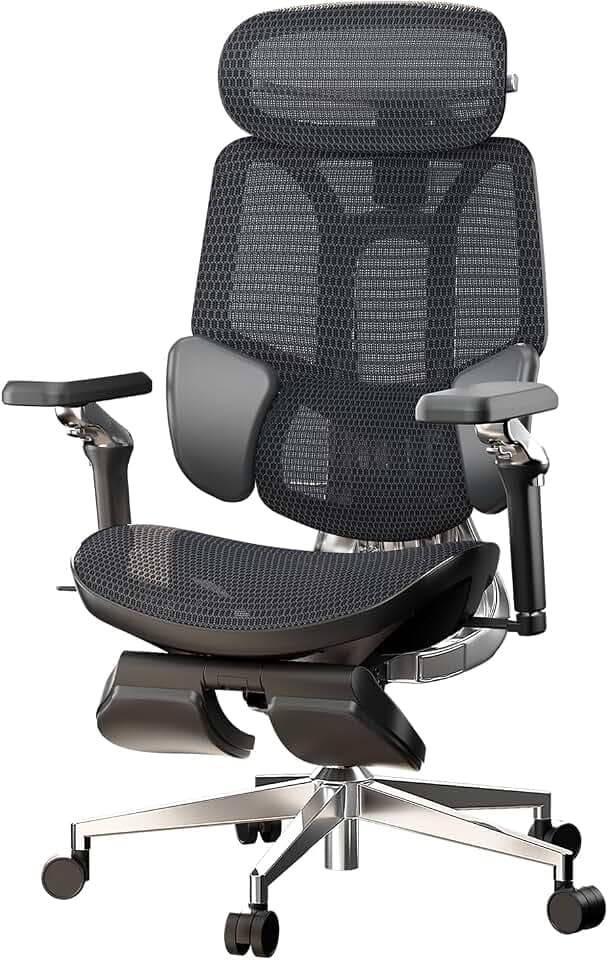 Hbada E3 Ultra Ergonomischer Bürostuhl, großer und hoher Bürostuhl – mit 3-Zonen-dynamischer Lendenwirbelstütze, 360° mechanischen Armlehnen, 4D-Verstellbarer Kopfstütze, Schwarz