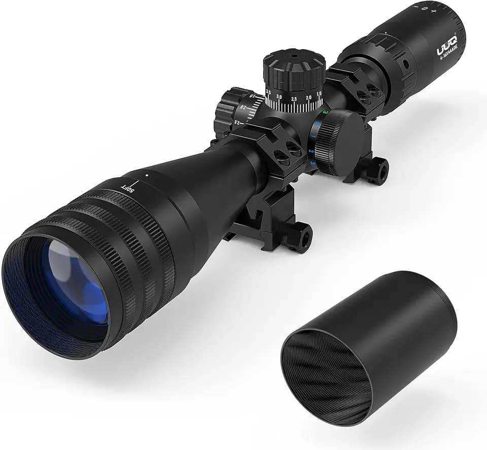 UUQ 4-16X44AO Rifle Scope for Hunting with Locking Turret Sunshade,SFP,R/G/B Illumination,Mil-dot Reticle,Front Parallax Adjustment,Fits 20mm Free Mounts-Long Range Optics for Airgun,Airsoft,Pellet