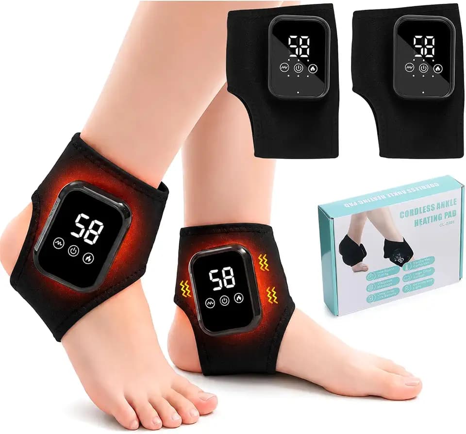 3-in-1 Fußmassagegerät, 2 Stück Kabelloses Foot Massager Elektrisch, 3 Vibration Modi Und 3 WäRmestufen, Tragbares Aufladbare Massagegerät füße für Knöchel, Ferse