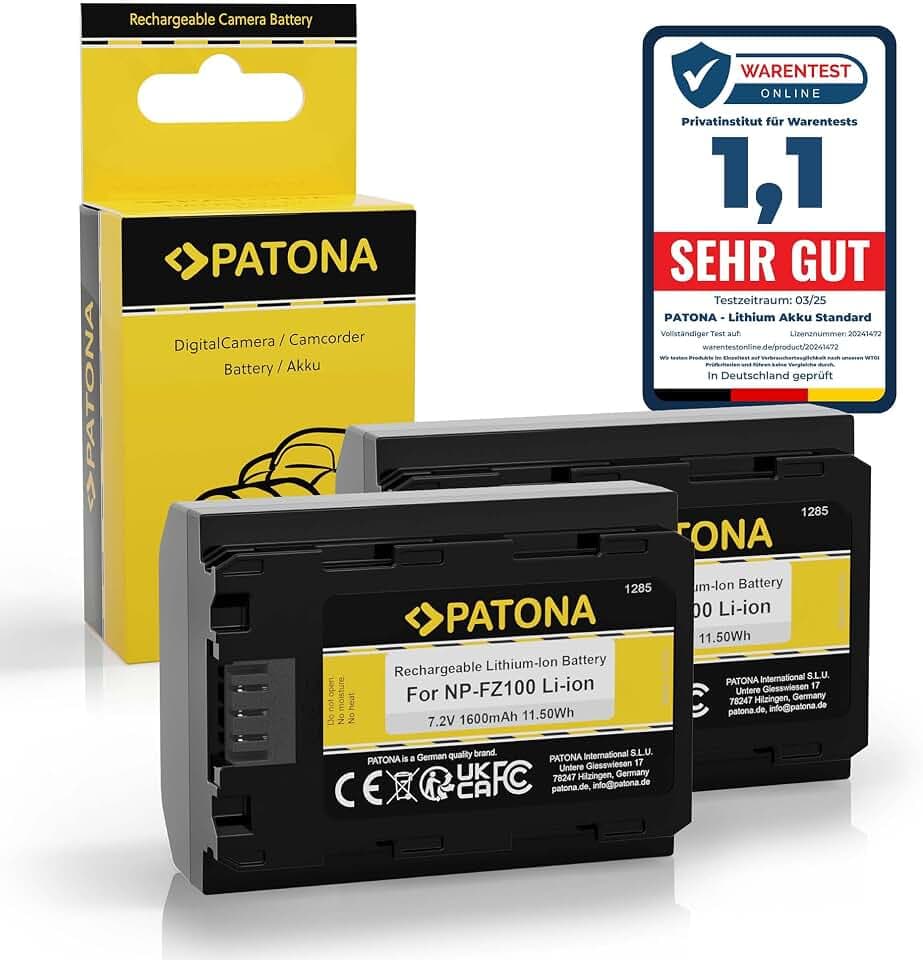 PATONA 2X Akku Ersatz für Sony NP-FZ100 FZ100 A7 A9 Battery Pack 1600mAh