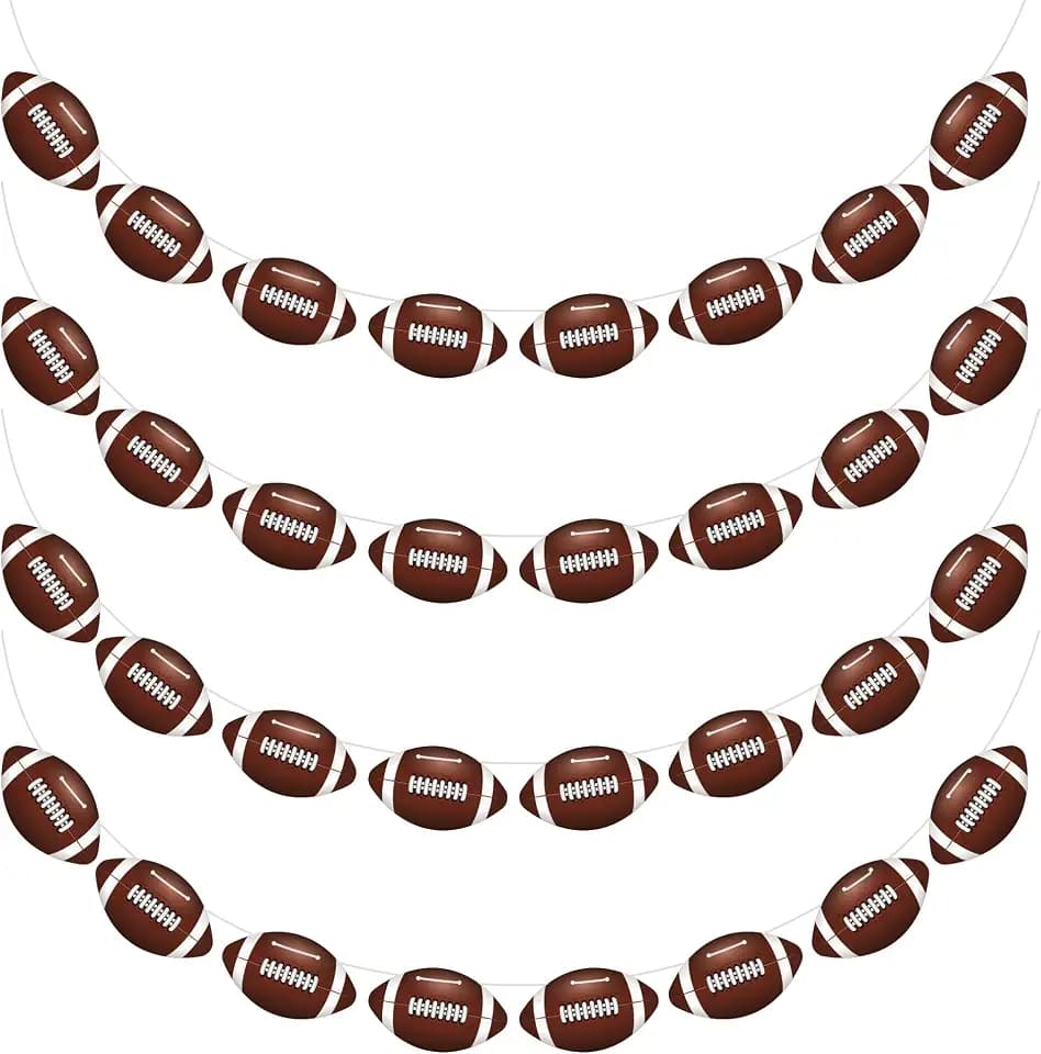 4PC - Football Party Decorations - Football Banner - Football Hanging Decorations Decor for Themed Birthday Party Bowl Game Fans Home Garland Supplies Flag