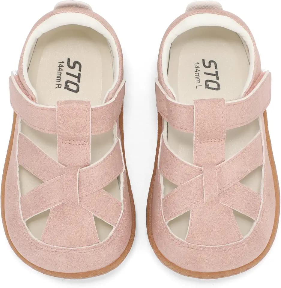 STQ Toddler Mary Jane Sandals Wide Toe Box Flower Girls Dress Shoes