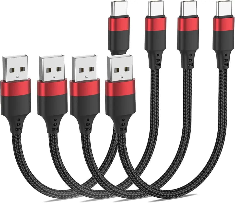 6 inch USB C Cable, Short USB to USB C Cable 4 Pack Braided USB Type C Charging Cable 0.5 FT Short USB C Cord for iPhone 16 15 Pro Max, Samsung Galaxy S24 S23 A35, Google Pixel 9, Moto G, Carplay