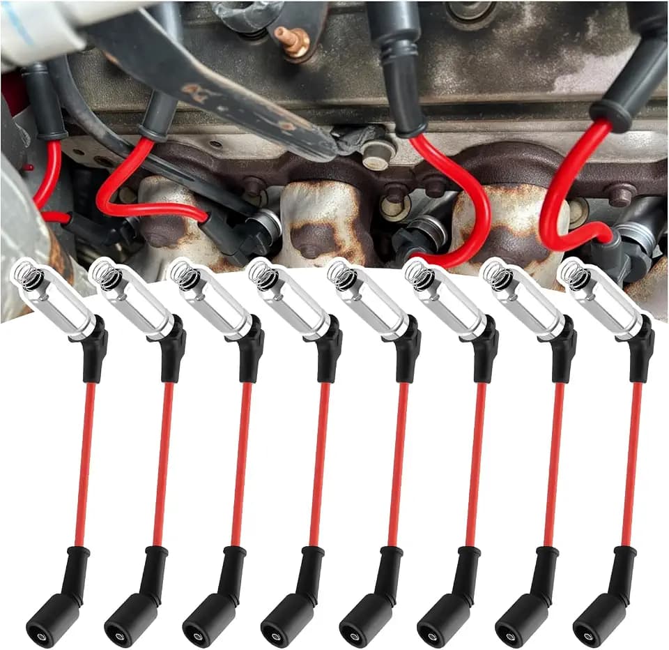 8PCS Spark Plugs Wires OEM#M8-48322,48322R,Automotive Replacement Spark Plug Wire Sets Compatible with GMC Cadillac Chevrolet Hummer,Ignition Wire Set Car Accessories