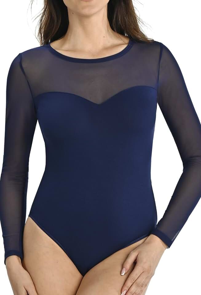 Teyli Bodys damen Langarm women aus hochwertigem Material - Langarm Body Damen taillierter - Bodysuit für Frauen aus Mesh - Bodys für damen - Damen Dessous für den Alltag