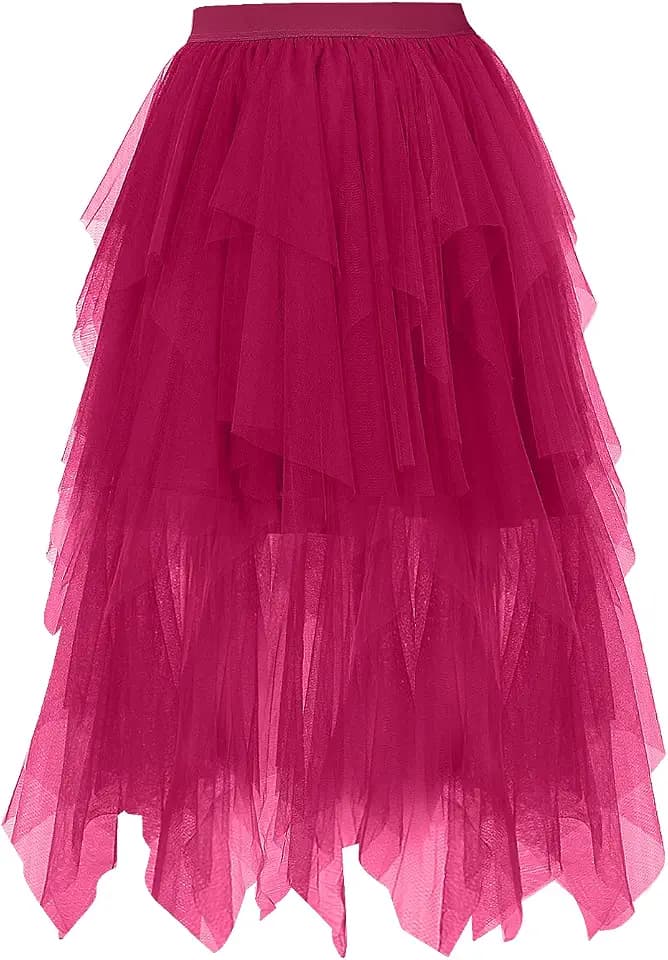 Damen Tüll Röcke, geschichtet Puffy Fairy Röcke, A-Linie Midi-Rock, für Party Prom