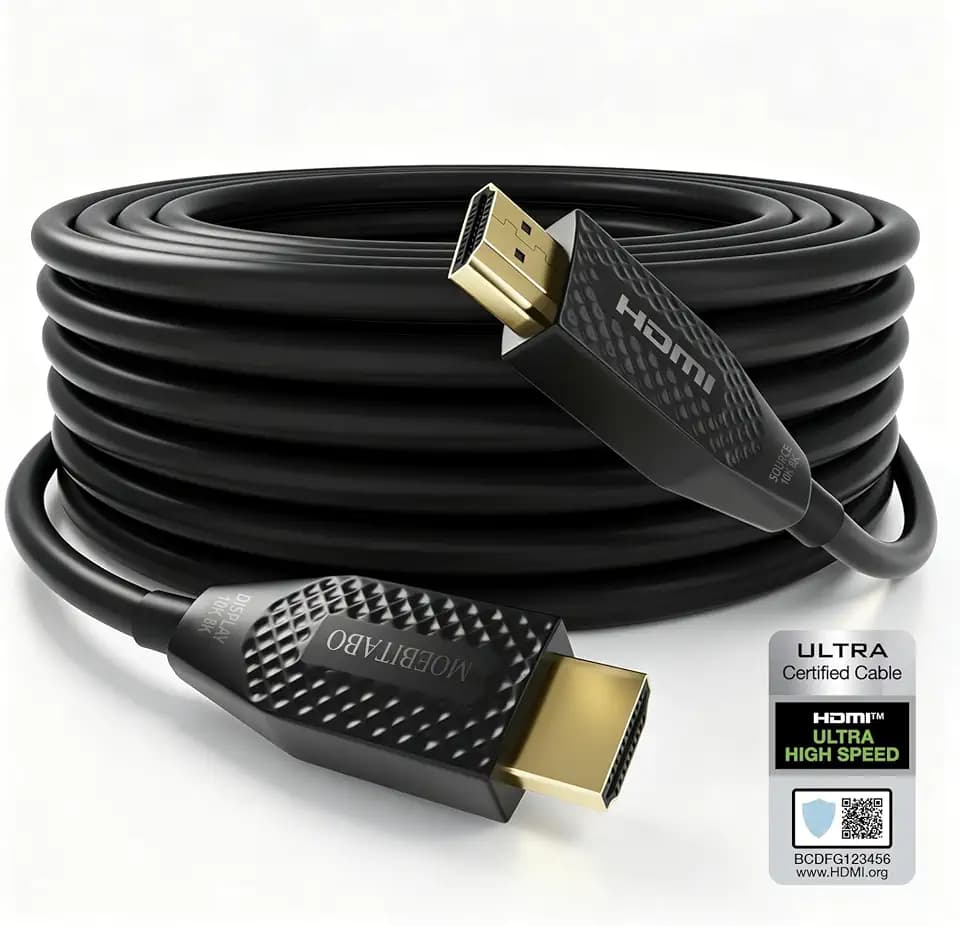10k 8K Fiber Optic in-wall CL3 Rated HDMI Cable Long 30FT 48Gbps Certified High speed HDMI 2.1 Cord 8K@60Hz 4K@120Hz 10K@30Hz,HDCP 2.2/2.3 eARC HDR10 Dolby Compatible with PC TV Monitor Laptop PS4/PS5