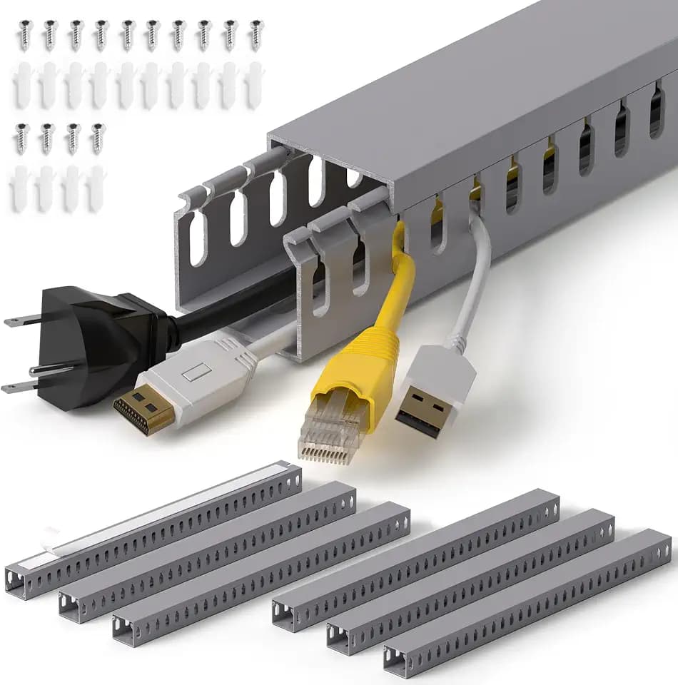 1.4"H x 1.6"W Cable Raceway, 99in Under Desk Wire Management Channel, Grey