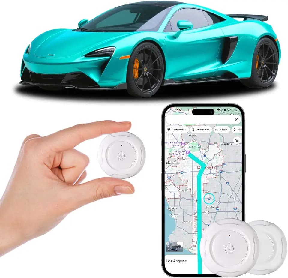 GPS Tracker for Vehicles, No Monthly Fee No Subscription, Mini Hidden Magnetic Real-Time GPS Tracker, Car Tracker Device for Cars Kids Pets Elderly Personal Use, Compatible with Android & iOS