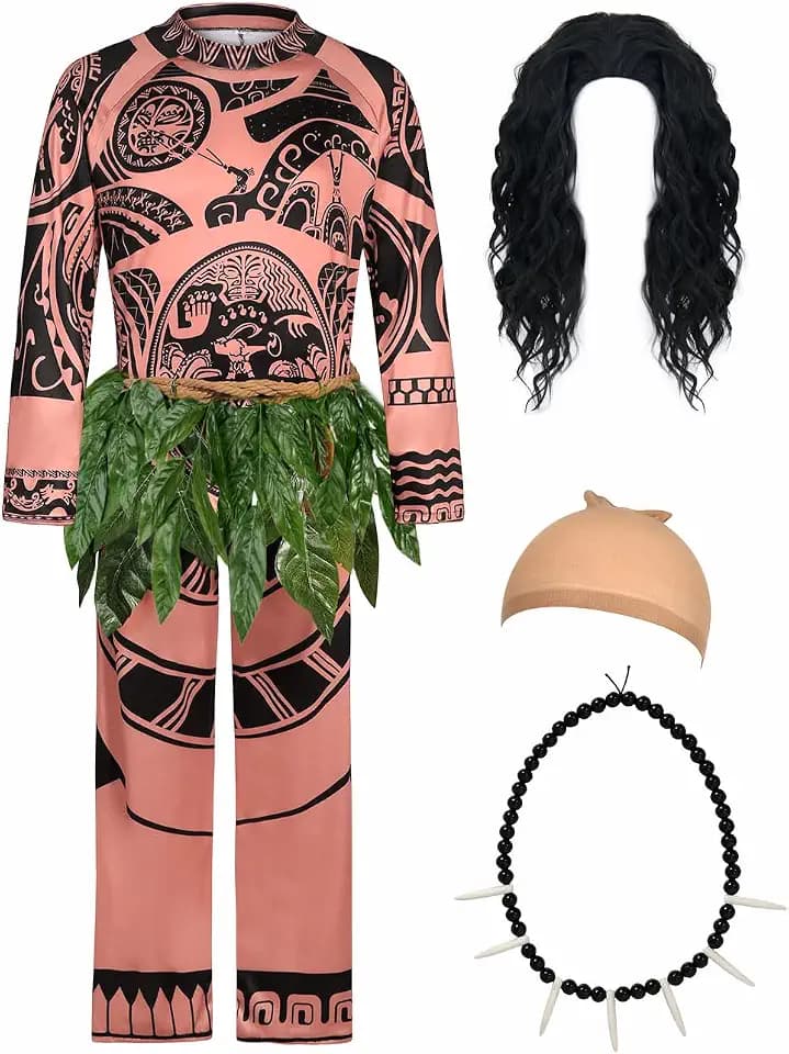 Adult Men Halloween Costume Set for Ocean Theme Party Hawaii Printed Tattoos Costumes Party