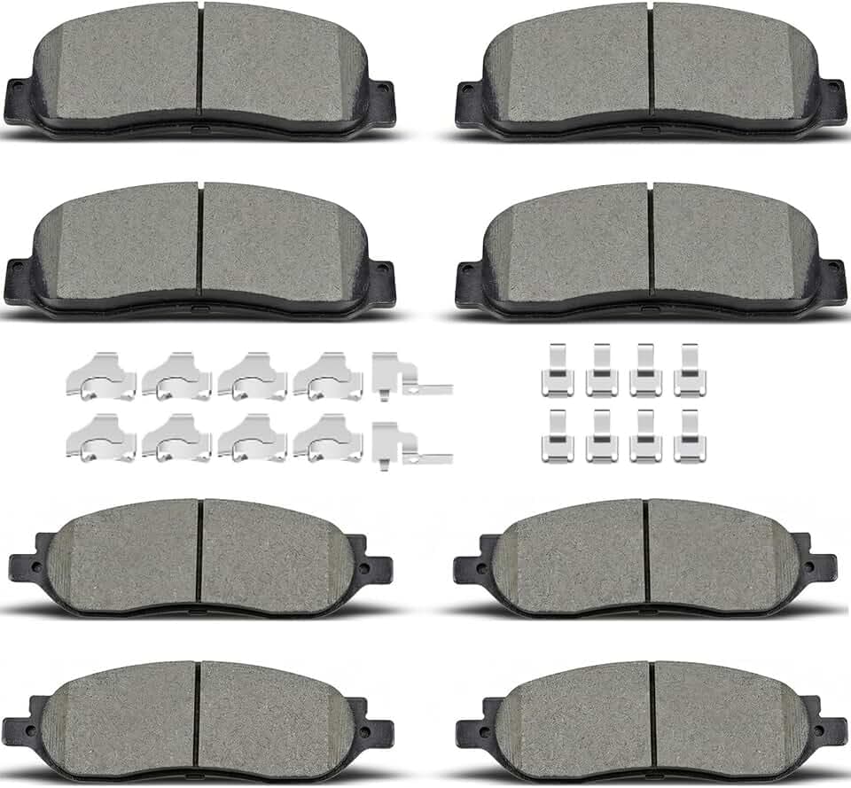 Front Rear Brake Pads w/Clips Fit for 05-08 Ford F-250/F-350 Super Duty
