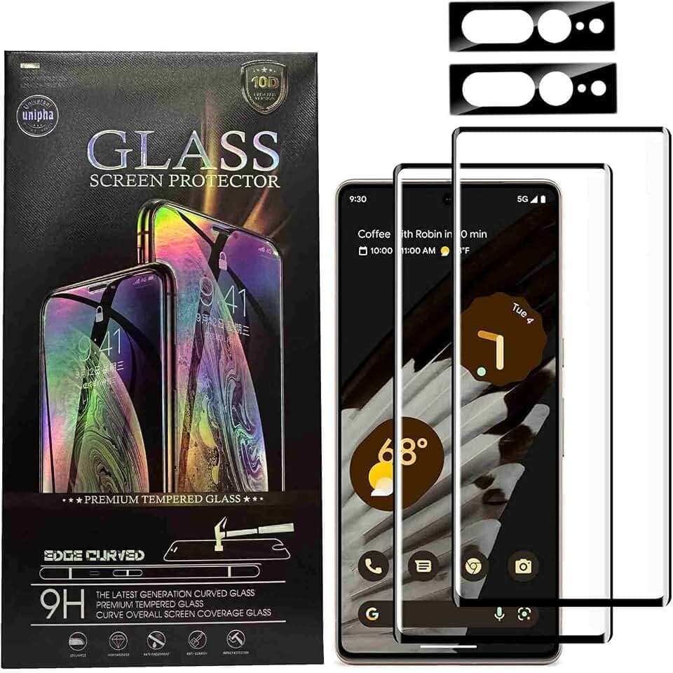 For Google pixel 7 pro 5G screen protector+Camera Lens Protectors [2+2 Pack] [3D Curved Glass] [Anti-Scratch][Fingerprint Unlock]