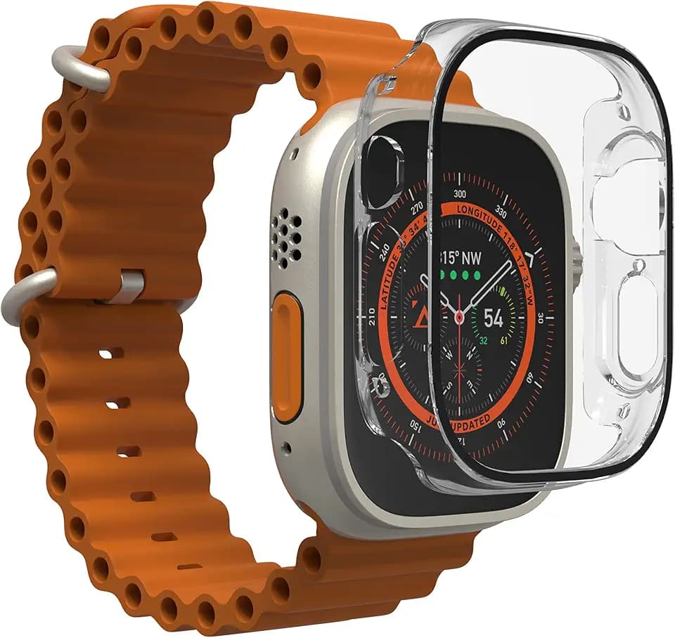 ZAGG InvisibleShield Glass Elite 360 for Apple Watch Ultra 3/2/ 1, Watch Size: 49mm Face, Integrated Bumper and Screen Protector for 360-degree protection – Advanced clarity