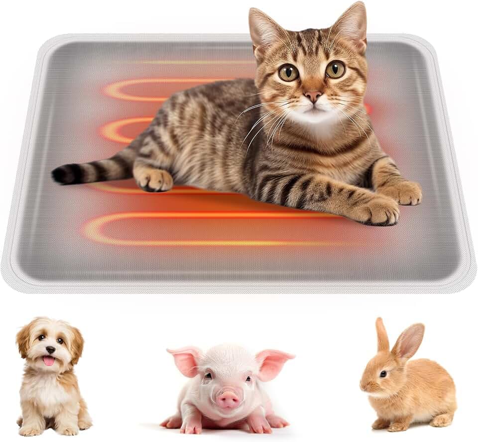 Haustier Heizkissen für Katze Hunde, Elektrische Heizdecke Haustier mit 9 Temperaturstufen und Timer, Wärmematte für Hundebetten 50 x 40 cm, Wasserdichte Heizmatte für Neugeborene/Kleine Tiere