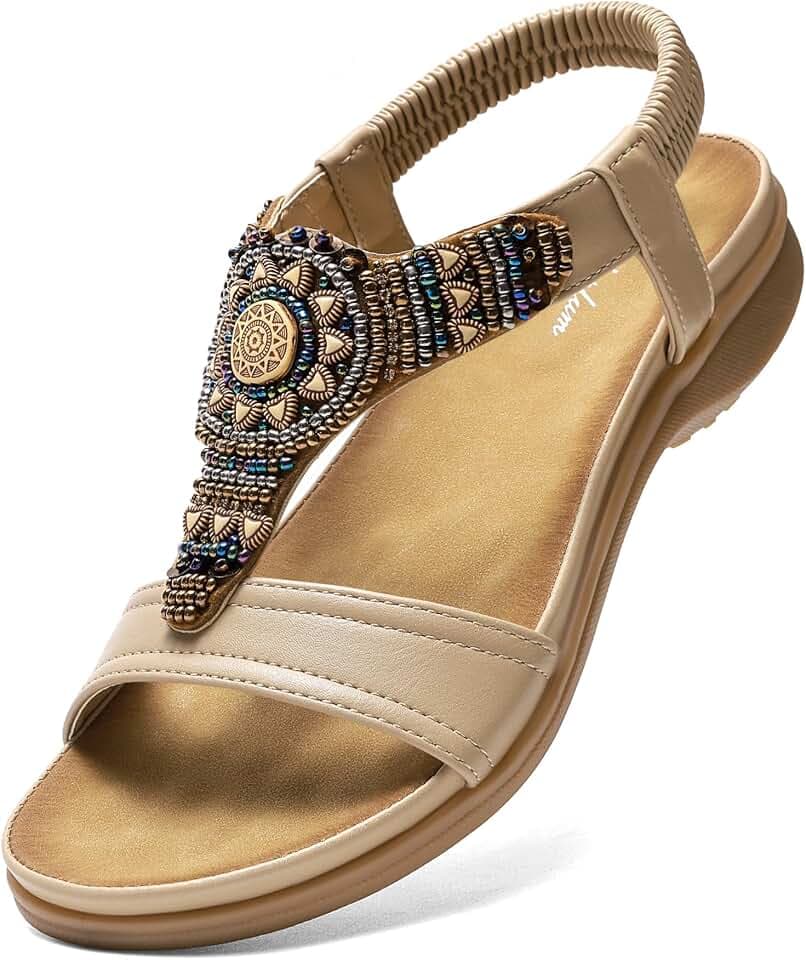 Littleplum Women's Arch Support Sandals Comfortable Orthopedic Walking Sandals Bohemian Summer Beach Flip Flops