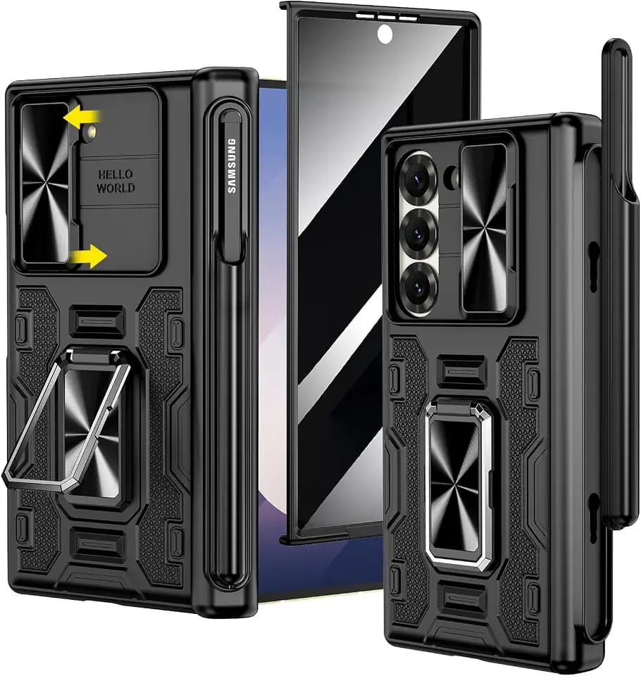VEGO for Samsung Z Fold 6 Case with S Pen Holder and Ring Kickstand
