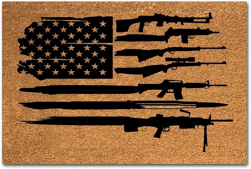 Coir American Flag Doormat, 23.6 x 15.7 inch, Red, White, and Blue