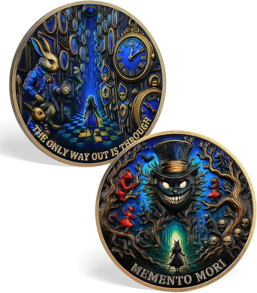 schwarze Katze Memento Mori Münze - Die geheimnisvolle Reise – Memento Vivere Münze mit Totenkopf-Motiv – Stoische EDC-Challenge-Coin – Erinnerungsstück für die Herausforderungen des Lebens